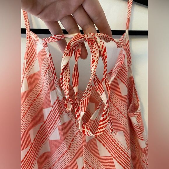 Boho Tank Top, Orange and White Geometric Pattern, Charlotte Russe, Size M - Picture 4 of 5